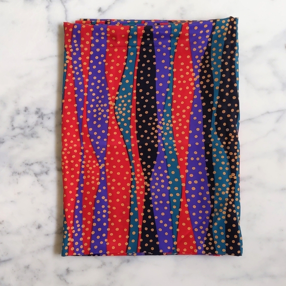 NWOT. 100% Silk Multicolor Design with Polka Dots Fabric. - Picture 2 of 4